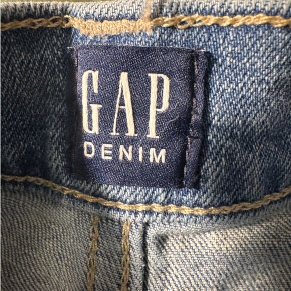 Gap High Rise Wide Leg Denim Blue Jeans Size 26 Embroidered Flowers  Bee - Picture 10 of 15